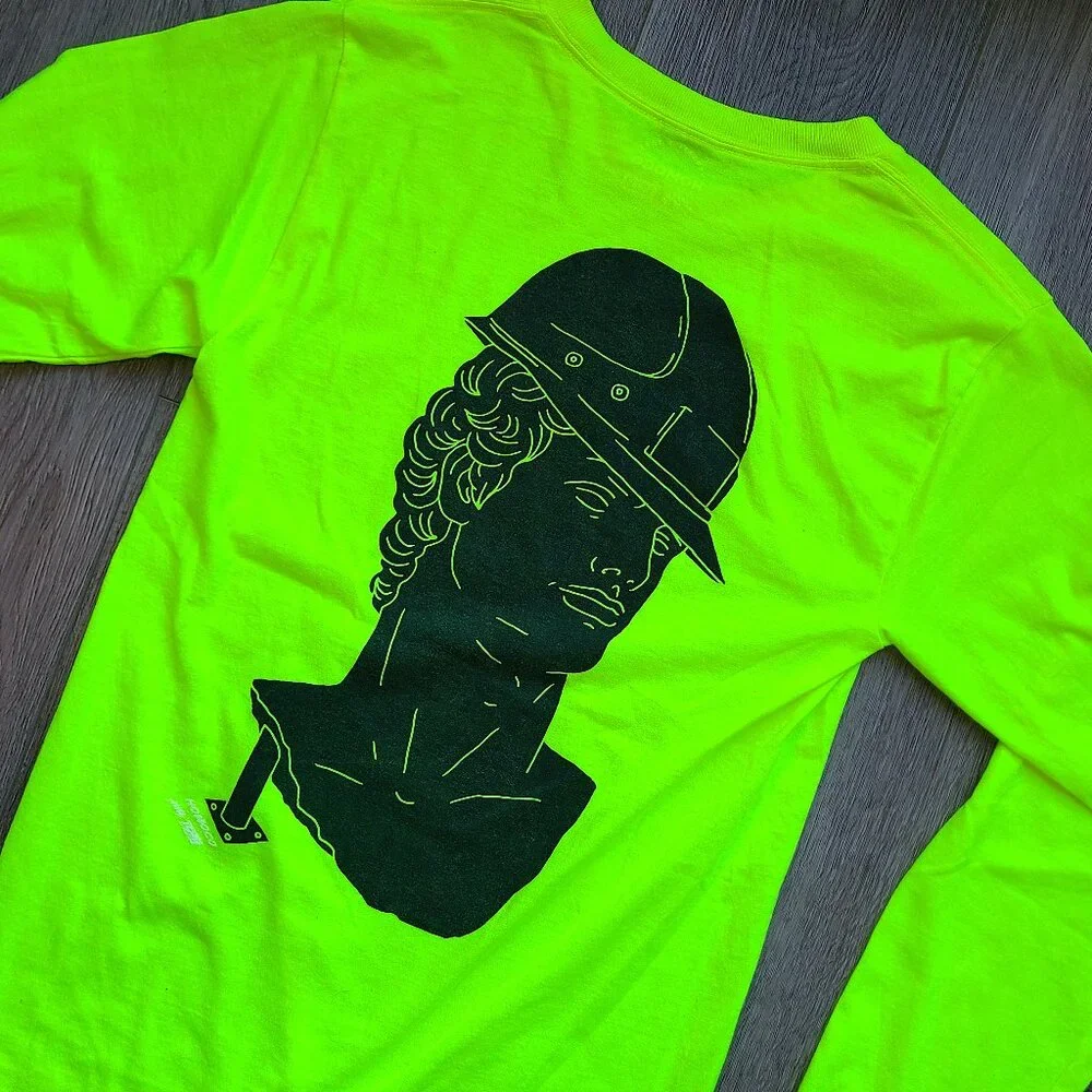 TOM'S FULL SERVICE Tom of Finland long sleeve neon yellow green t-shirt size S - Picture 2 of 6